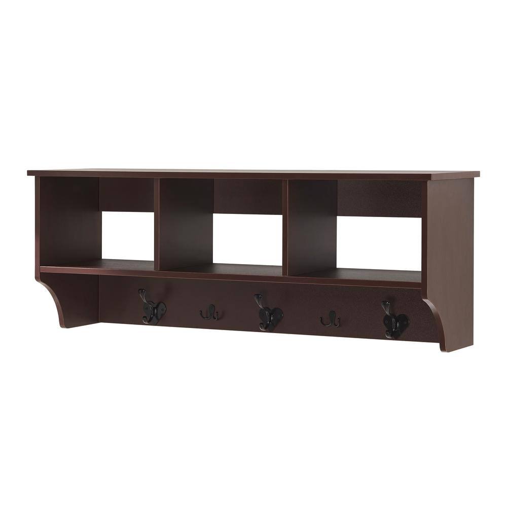 Home Beyond Troyes Brown 5-Hook Wall Mounted Coat Rack with Storage F10003BR-BK