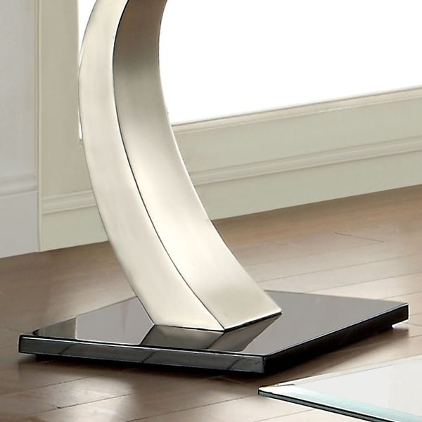 Furniture of America Odra Contemporary Silver 24-inch Glass Top Side Table