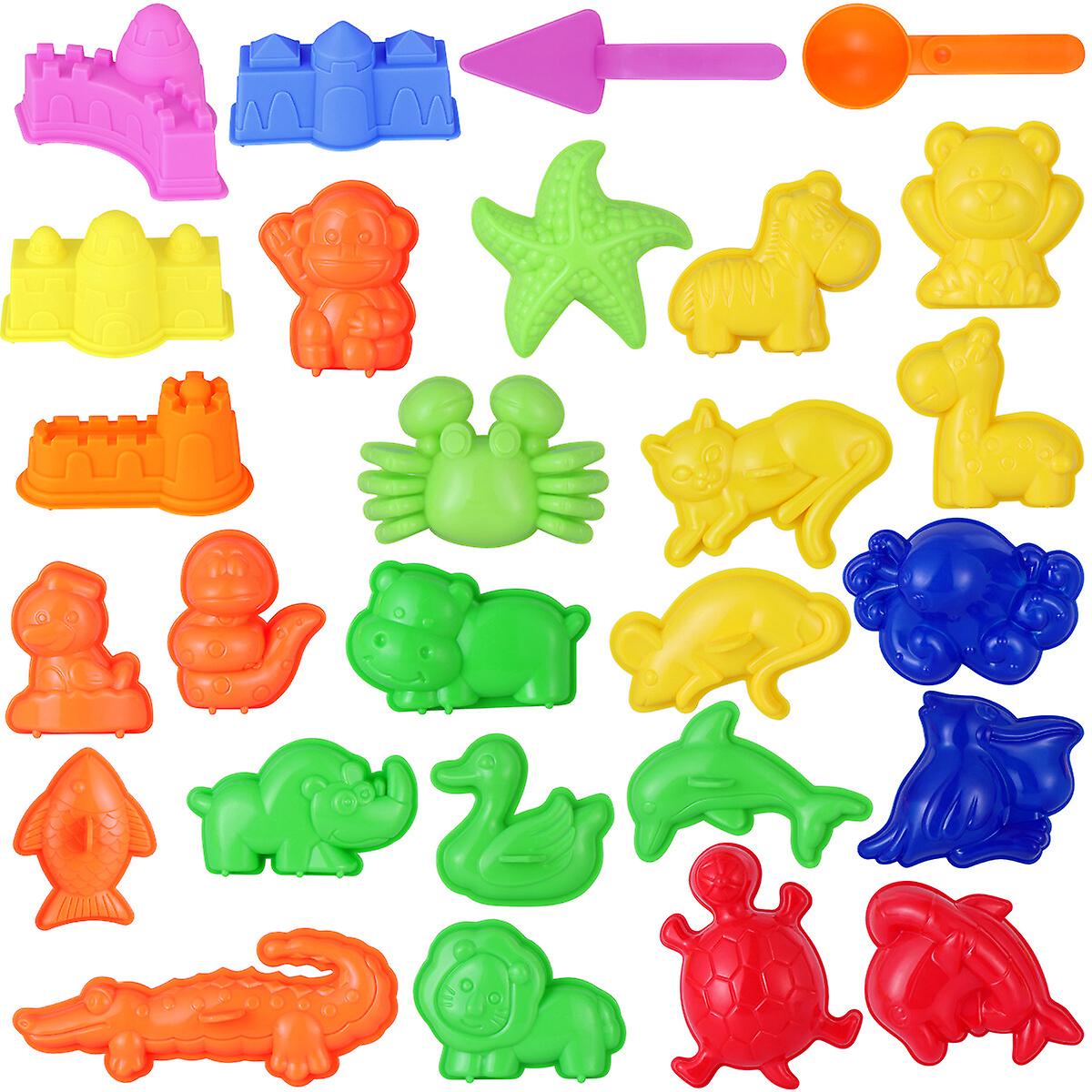 Toymytoy 27pcs Sand Molding Toys Kid's Summer Beach Toys Sand Play Set With Castle Animal Sand Molds And Tools (random Color)