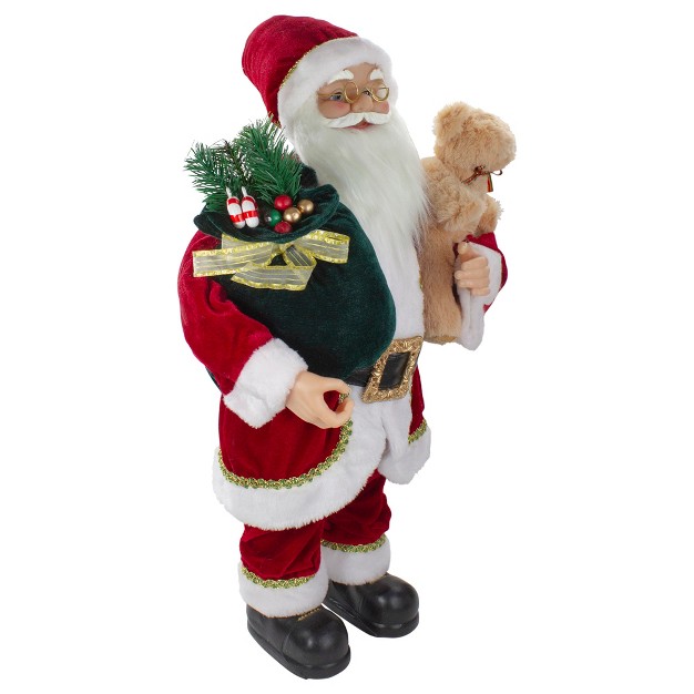 Northlight 2 x27 Standing Santa Christmas Figure With A Plush Bear