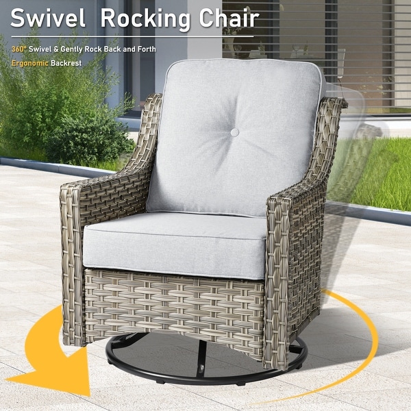 HOOOWOOO 9piece Patio Wicker Furniture Conversation Set with Swivel Chair and Loveseat Sofa