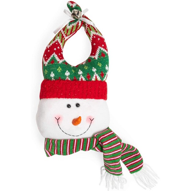 Juvale 2 Pack Snowman And Santa Claus Door Hangers For Christmas Holiday Decorations 7 X 12 In