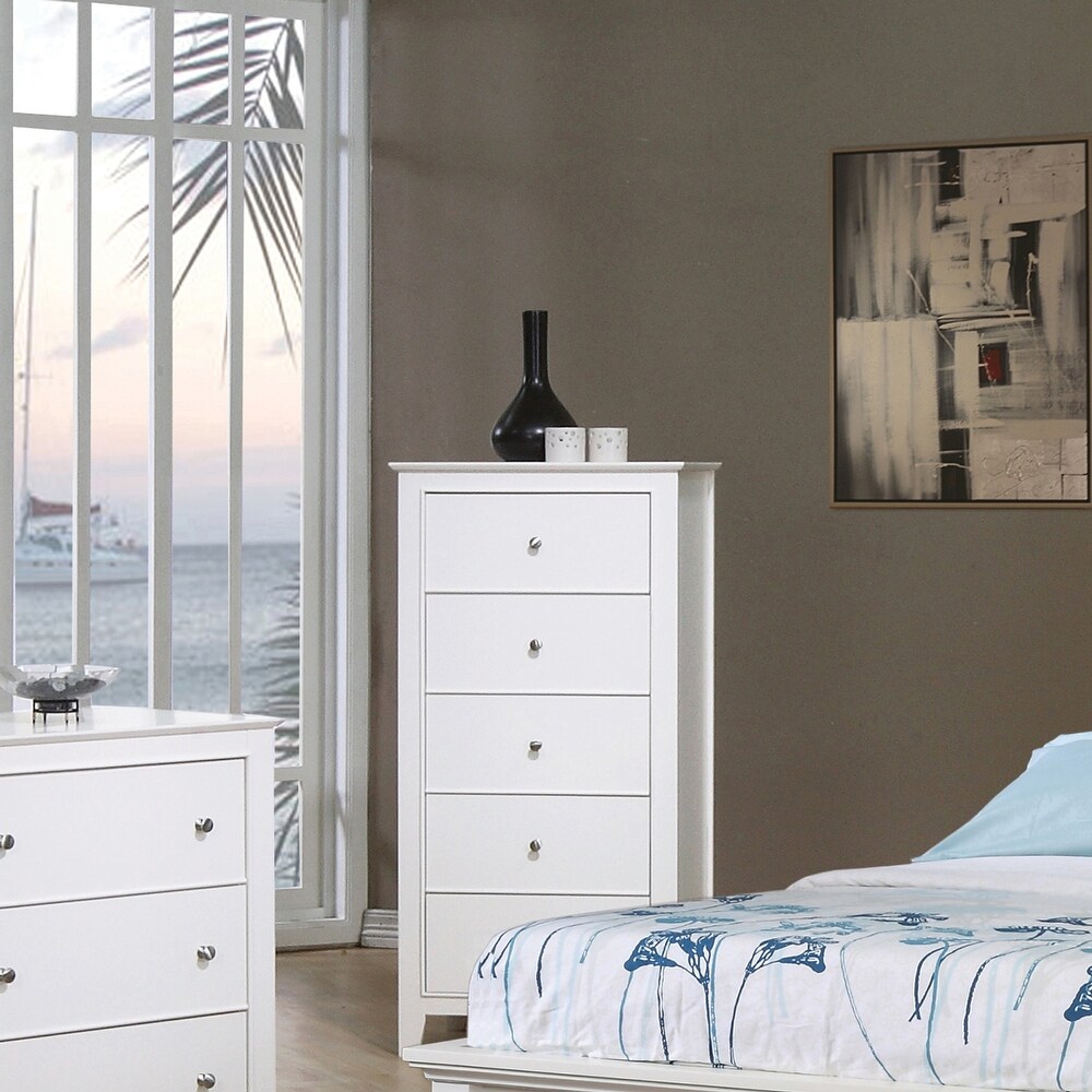 Avi Coastal White 5 piece Bedroom Set