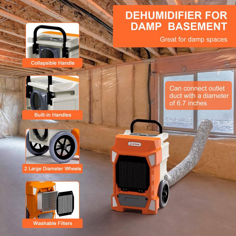 Edendirect 190 pt. 7500 sq.ft. Bucketless Commercial Dehumidifier in Orange with Drain Hose WXKJRY20051102