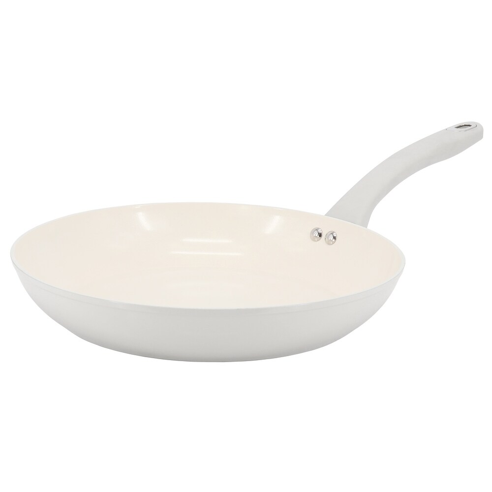 12 Inch Ceramic Nonstick Aluminum Frying Pan in Linen