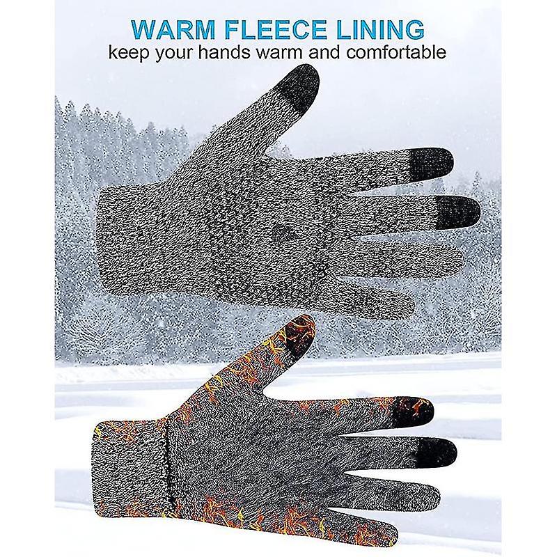 Winter Touch Screen Gloves Warm Knitted Gloves Thermal Wool Lined Running Gloves