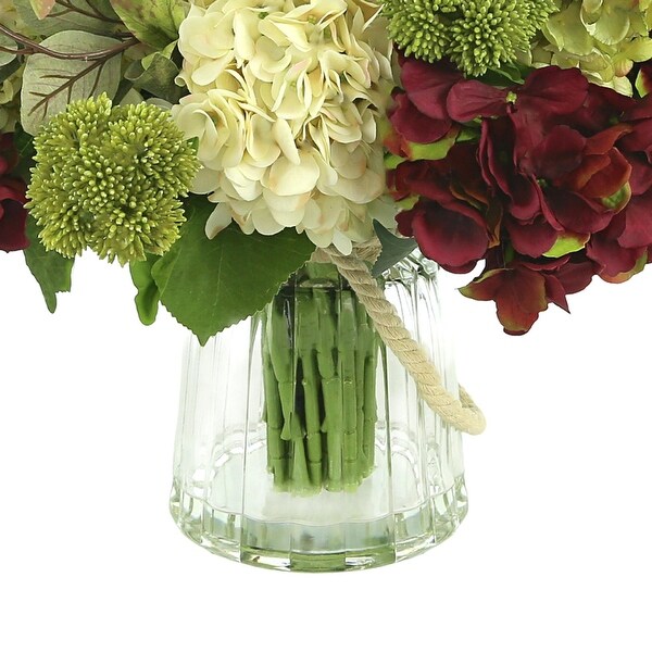 Faux Floral Centerpiece with Hydrangeas and Ivy