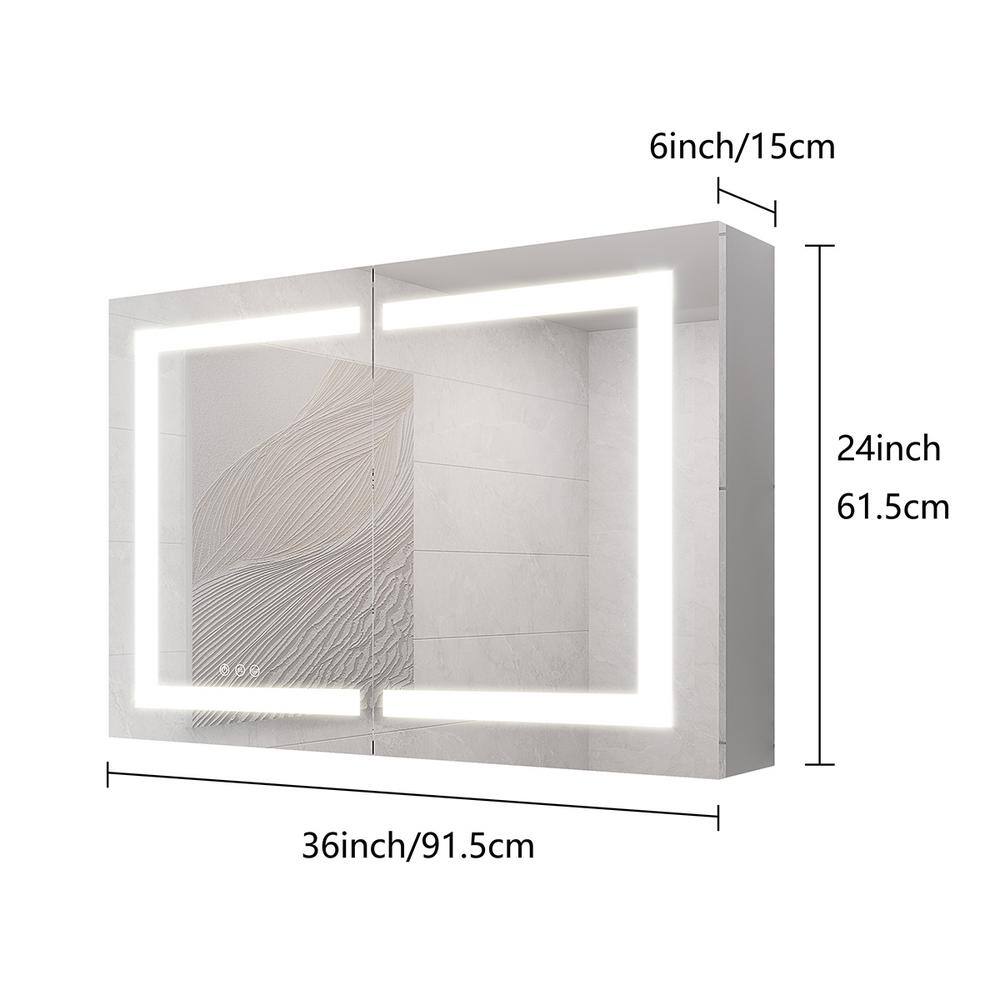 36 in. W x 24 in. H Rectangular Bathroom Medicine Cabinet with Mirror LED Medicine Cabinet with Lights C-W1738100829