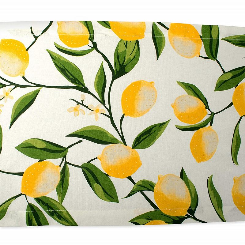 72 Green and Yellow Lemon Printed Rectangular Table Runner