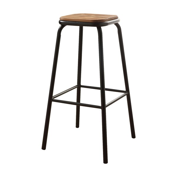 ACME Scarus Bar Stool in Natural and Black， Set of 2