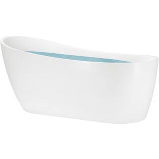 AKDY 67 in. Acrylic Single Slipper Flatbottom Non-Whirlpool Bathtub in Glossy White BT0091