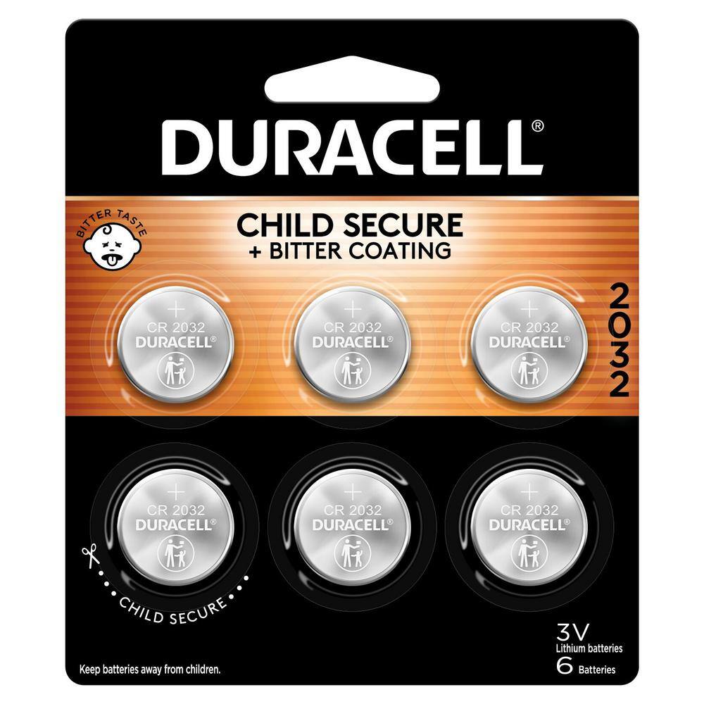 Duracell CR2032 3V Lithium Battery 6 Count Pack Bitter Coating Helps Discourage Swallowing 004133303533