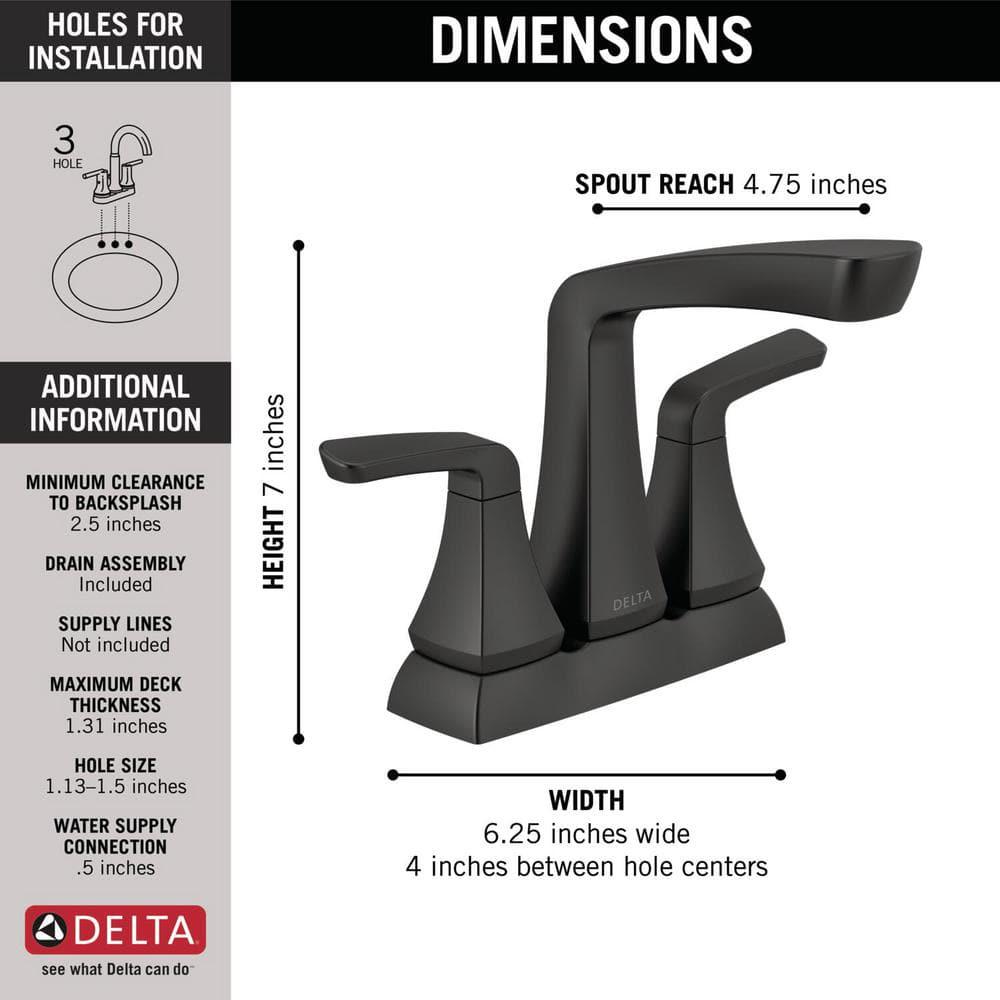 Delta Vesna 4 in Centerset 2Handle Bathroom Faucet in Matte Black