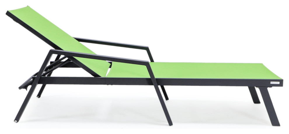 LeisureMod Marlin Lounge Chair With Armrests  Black Frame  Set of 2  Green   Transitional   Outdoor Lounge Chairs   by Kolibri Decor  Houzz