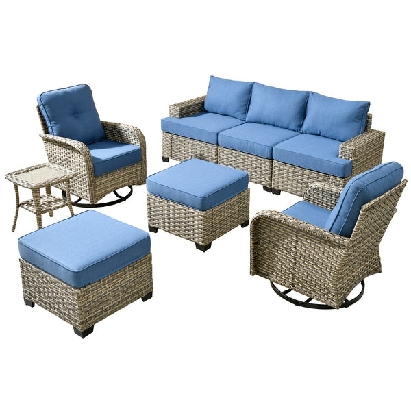 XIZZI 8piece Outdoor Grey Wicker Furniture Conversation Set