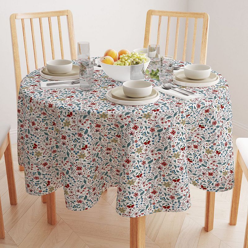 Round Tablecloth， 100% Polyester， 70 Round， Botanical Doodles