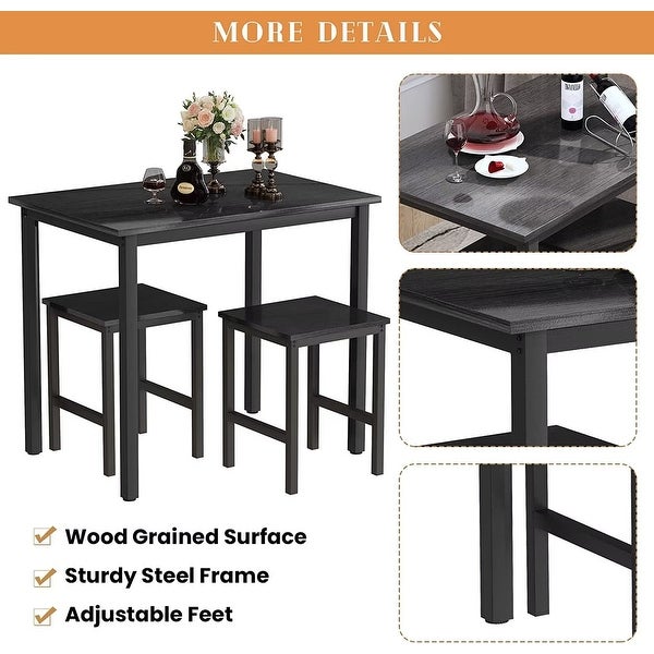 3 Piece Pub Dining Table Set， Industrial Bar Table Set with 2 stools for Home， Kitchen， Dining Room， Bar