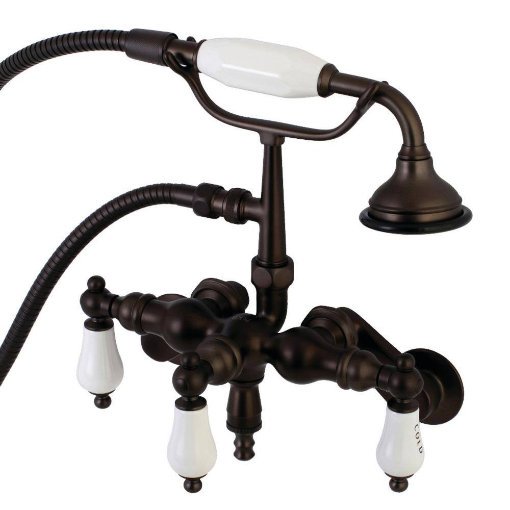 Kingston Brass Vintage Adjustable Center 3-Handle Claw Foot Tub Faucet with Handshower in Oil Rubbed Bronze HAE423T5