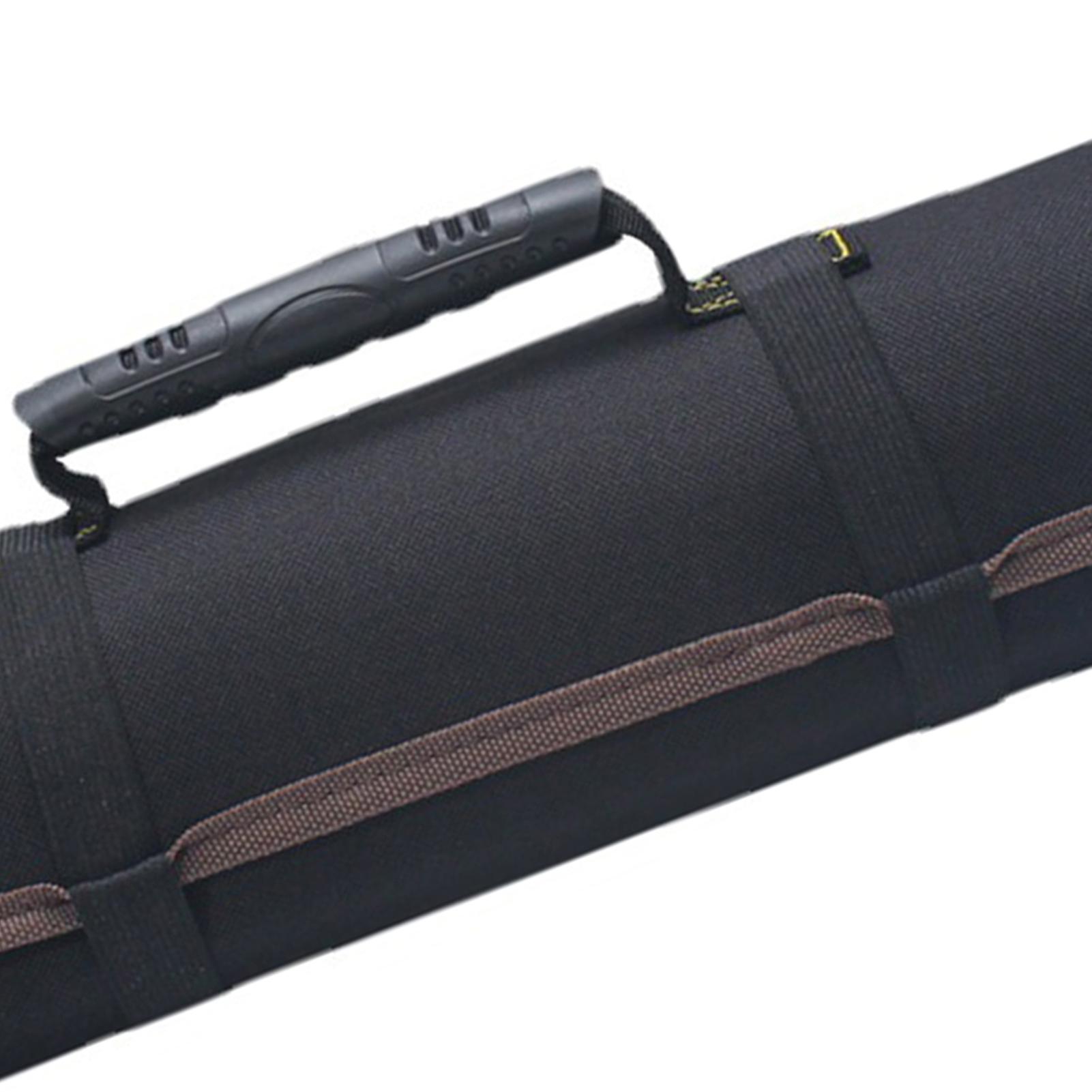 Roll Up Tool Bag Oxford Cloth Multi Pocket Thickened Handle Zipper Tool Bag for Electrician Black