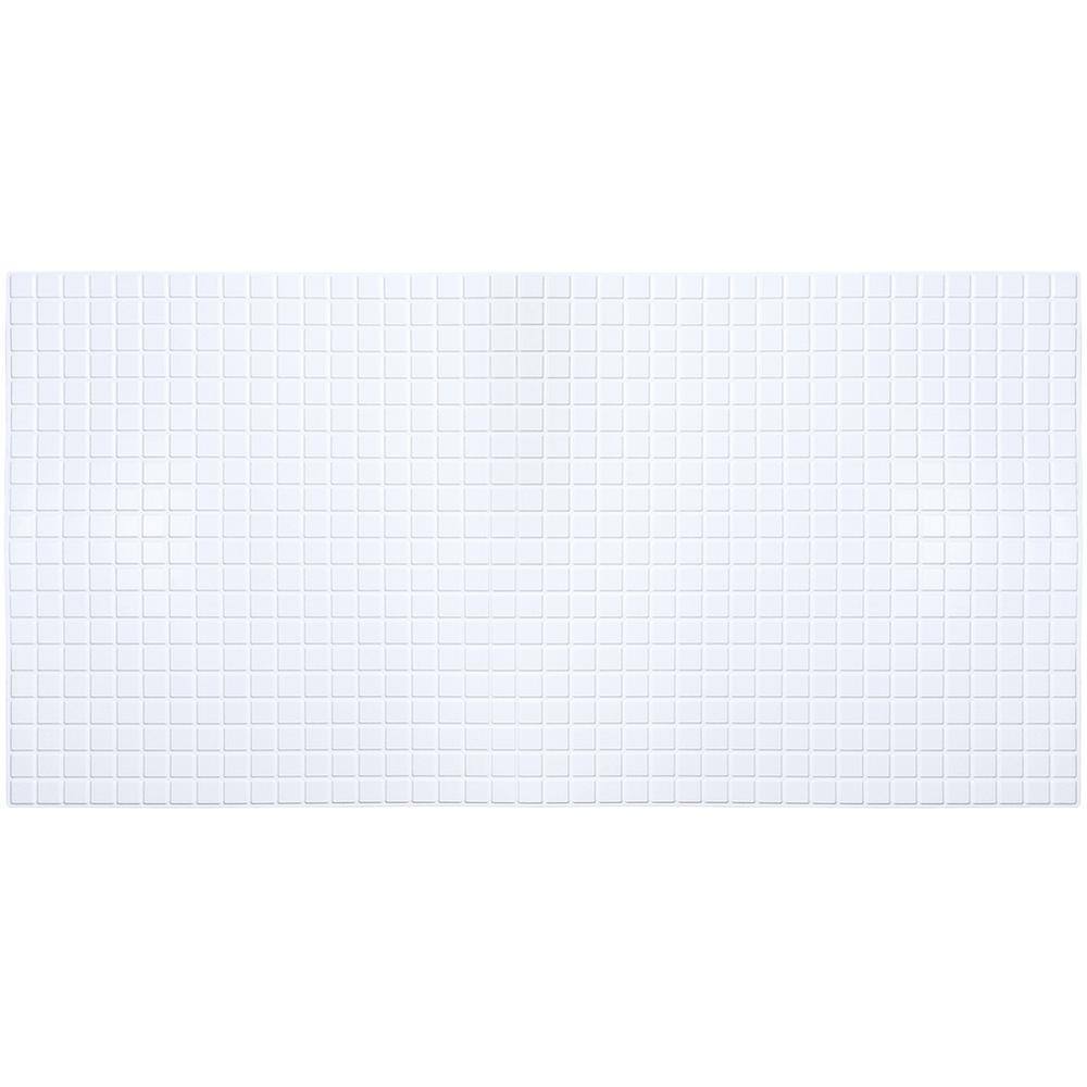 Dundee Deco 3D Falkirk Retro III 38 in. x 19 in. White Faux Mosaic PVC Decorative Wall Paneling (10-Pack) GRHDPG7112-10