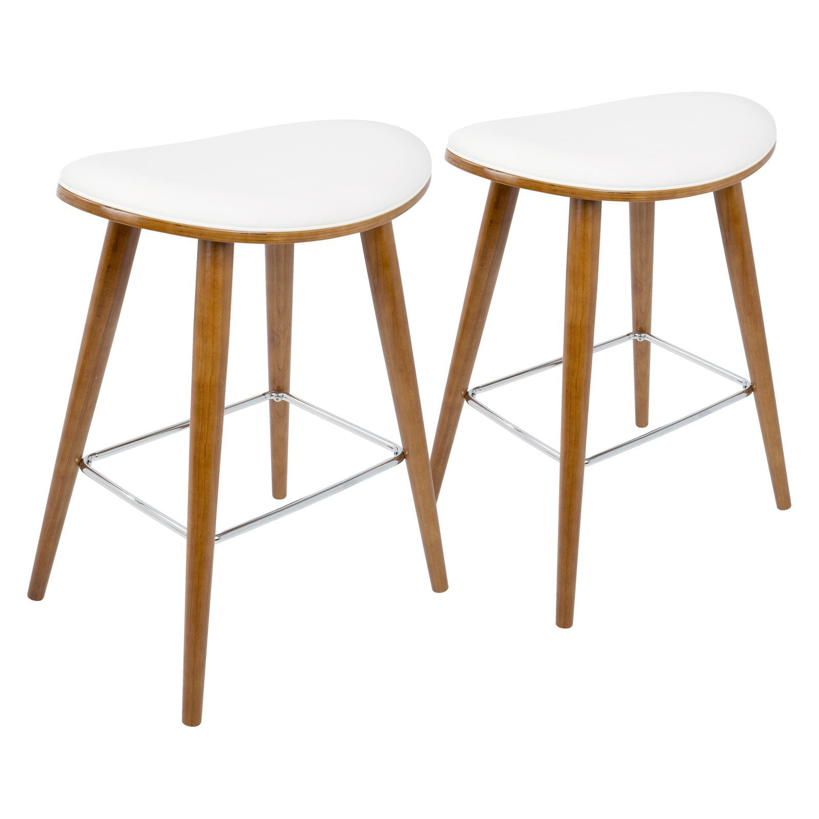 LumiSource Saddle 25.75 in. Mid-Century Modern Counter Stool - Set of 2