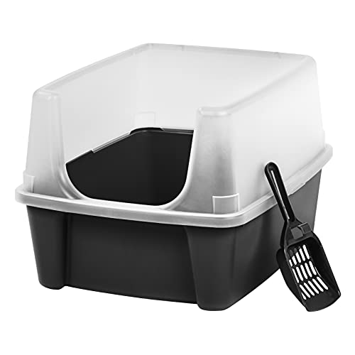 clean pet cat kitty open top large cats litter box with shield and scoop new! by 