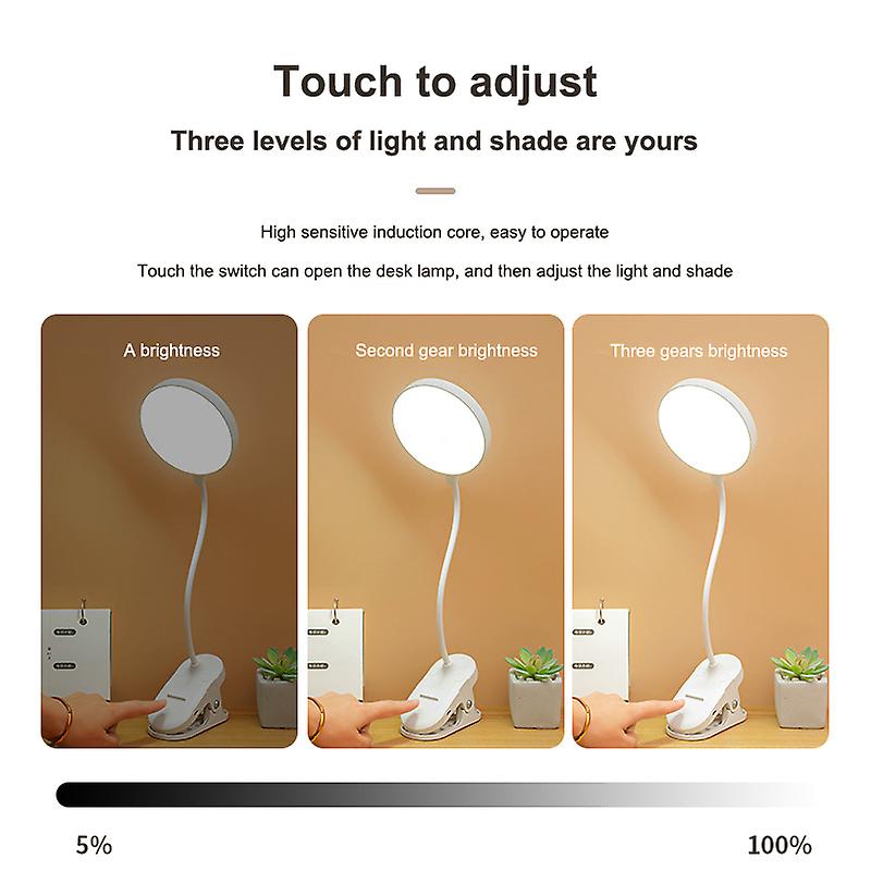 Led Usb Clamp Clip On Flexible Desk Light Bed Reading Dimmable Table Study Night Lamp