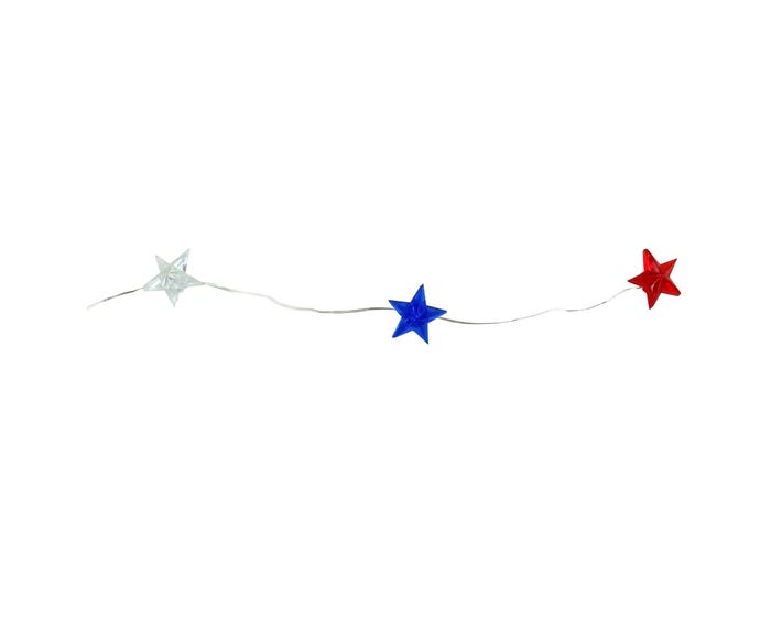 Alpine 10-Piece Star String Lights with Red/Cool White/Blue LEDs - COR264BB-TM