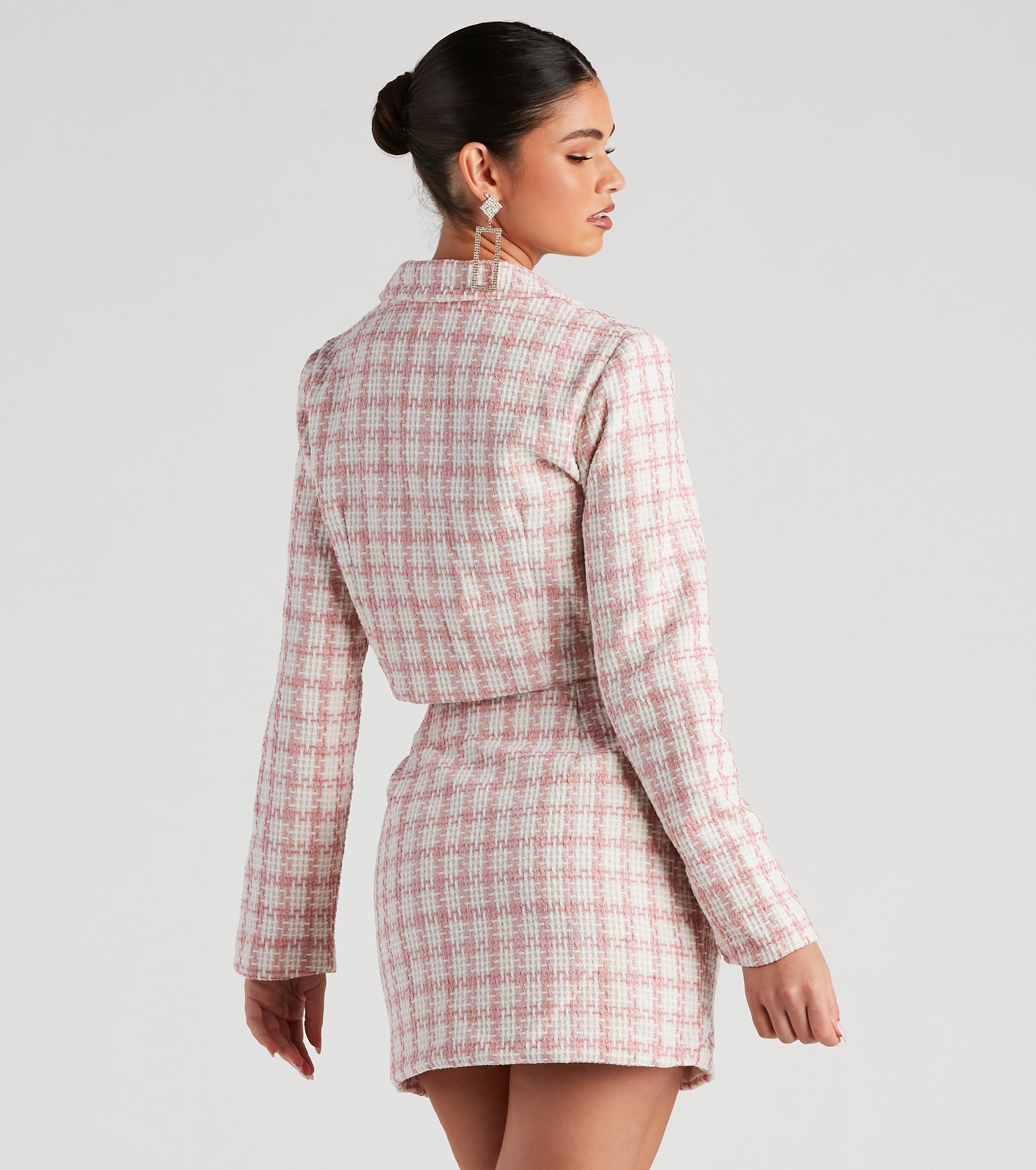 Social Scene Plaid Tweed Blazer