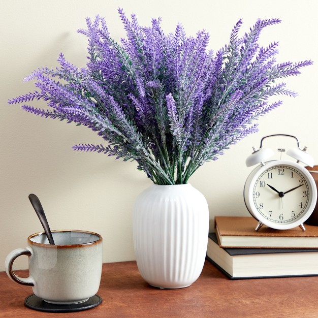 Juvale 12 Bundles Artificial Lavender Flowers For Bouquets Fake Wild Stems For Wedding Faux Table Centerpieces 14x2x3 In