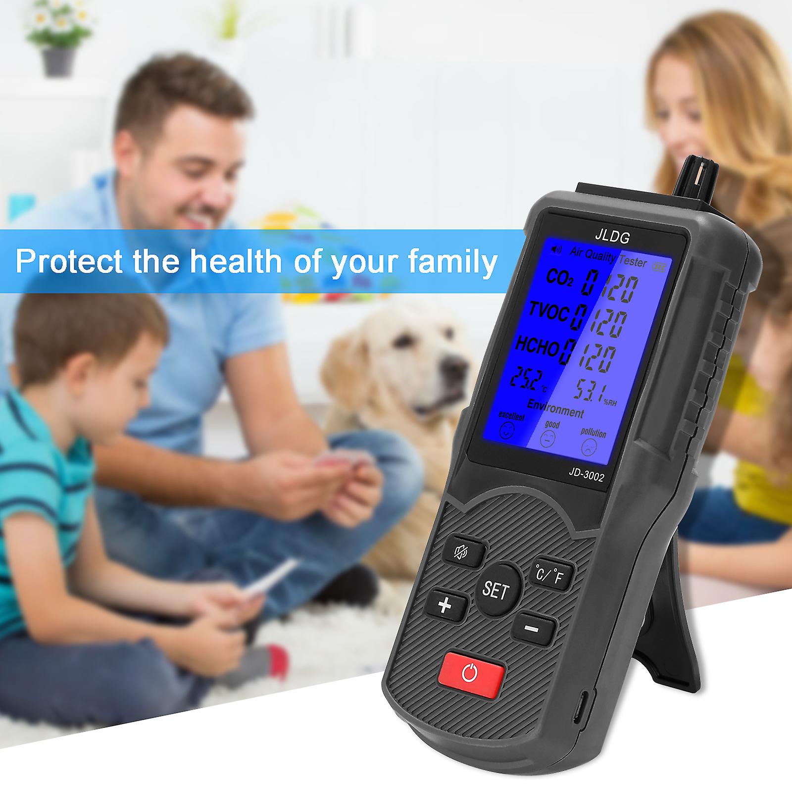 Multifunctional Air Quality Tester Co2 Tvoc Meter Temperature Humidity Measuring Device No.236169