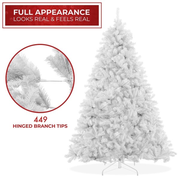 4.5FT White Spruce Artificial Holiday Christmas Tree with Metal Stand