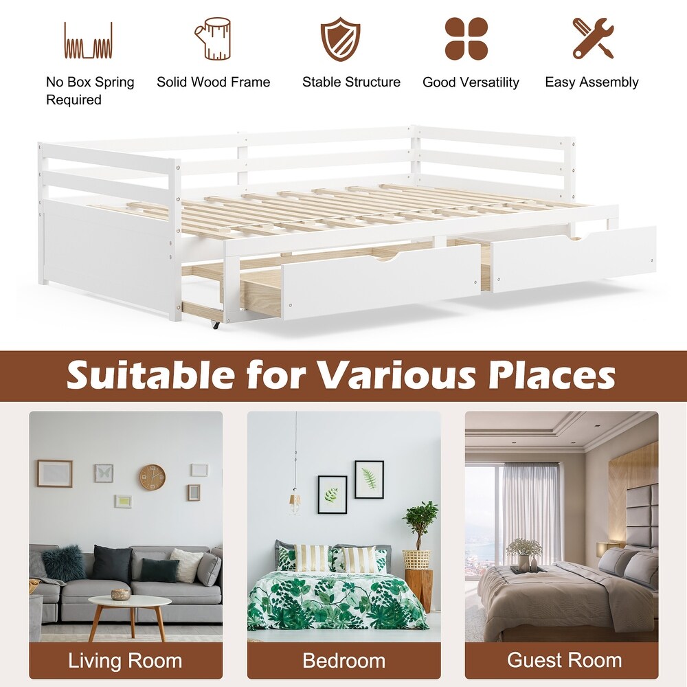 Costway Twin to King Daybed with 2 Drawers Wooden Sofa Bed for   See Details