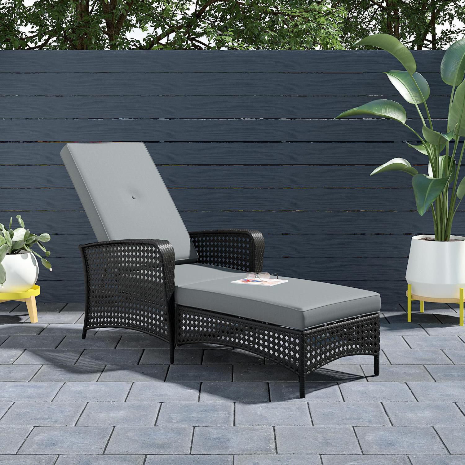 Cosco Lakewood Wicker Indoor / Outdoor Adjustable Chaise Lounge Chair