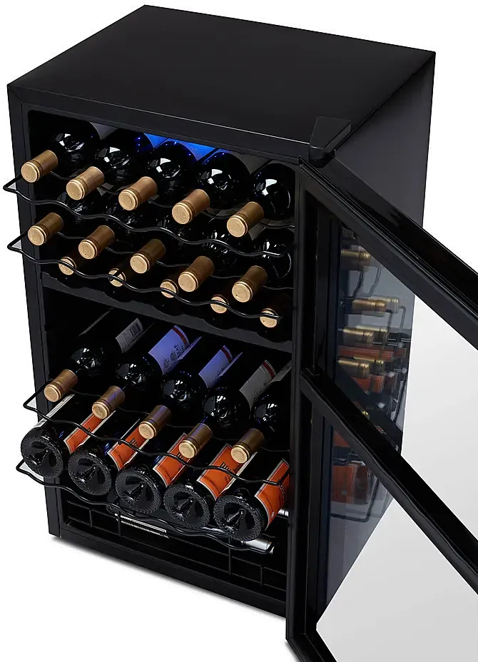 NewAir Shadow Series 33 Bottle Dual Temperature Zone Wine Refrigerator - Black