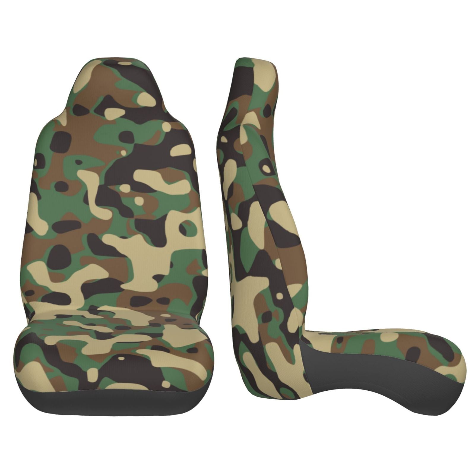 LNWH Car Seat Covers， Camouflage Print Pattern Car Interior Seat Covers - Universal Fit Most Cars， SUV， Trucks， 2pcs Car Seat Protectors