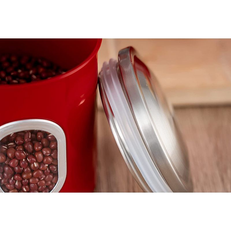 3 Piece Stainless Steel Canister Set in Red Finish