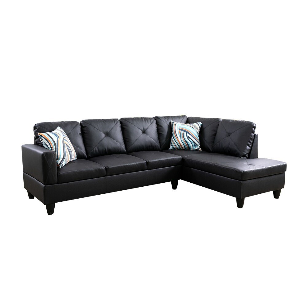 StarHome Living Faux Leather Sectional Sofa Set