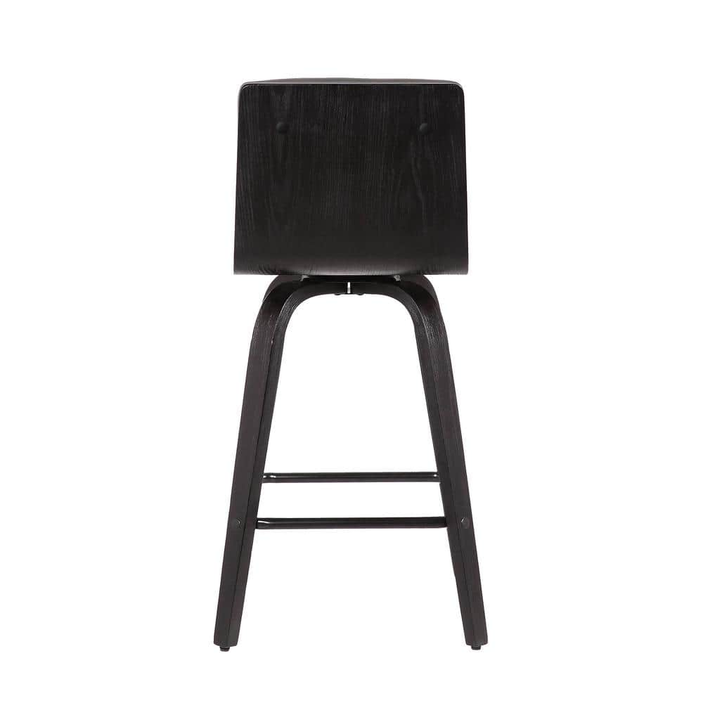 Armen Living Vienna 30 in. H Bar Grey in Black Brushed Wood with Faux Leather Bar Stool LCVIBAGRBL30