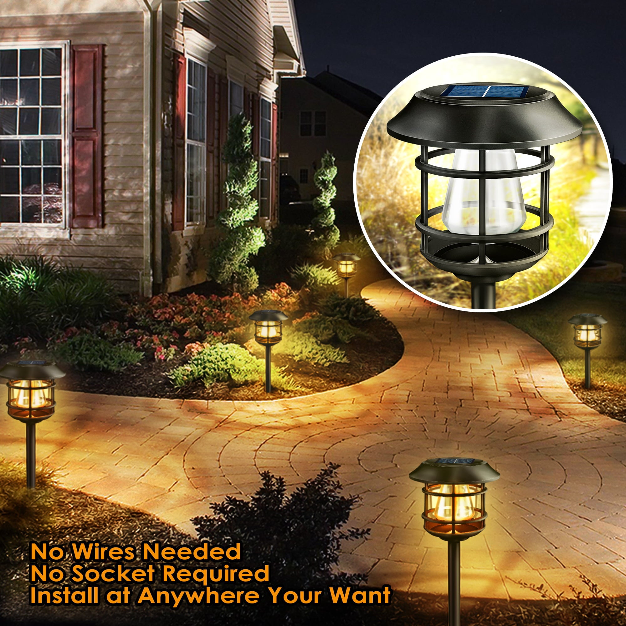 Solar Pathway Lights for Yard Outdoor 4 PK Solar Garden Lights Outdoor Decor Waterproof Landscape Lights for Lawn Patio Yard Garden Pathway Driveway Auto-on/off Warm White