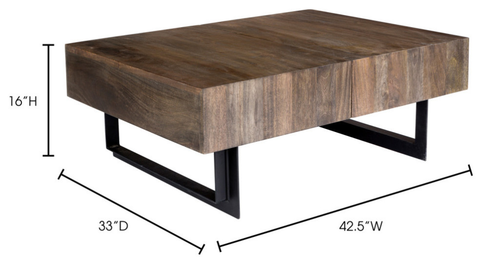 Moe  x27s Tiburon Storage Coffee Table in Natural   Industrial   Coffee Tables   by Homesquare  Houzz