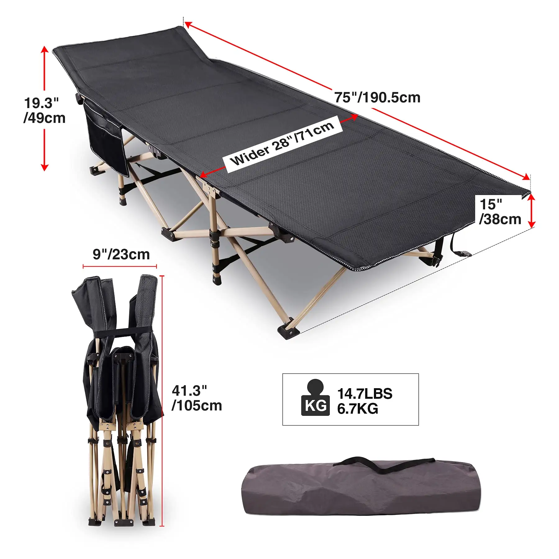 Wholesale Custom Modern Outdoor Durable Lightweight Portable Hiking s Camping Folding Bed For Camp Tent