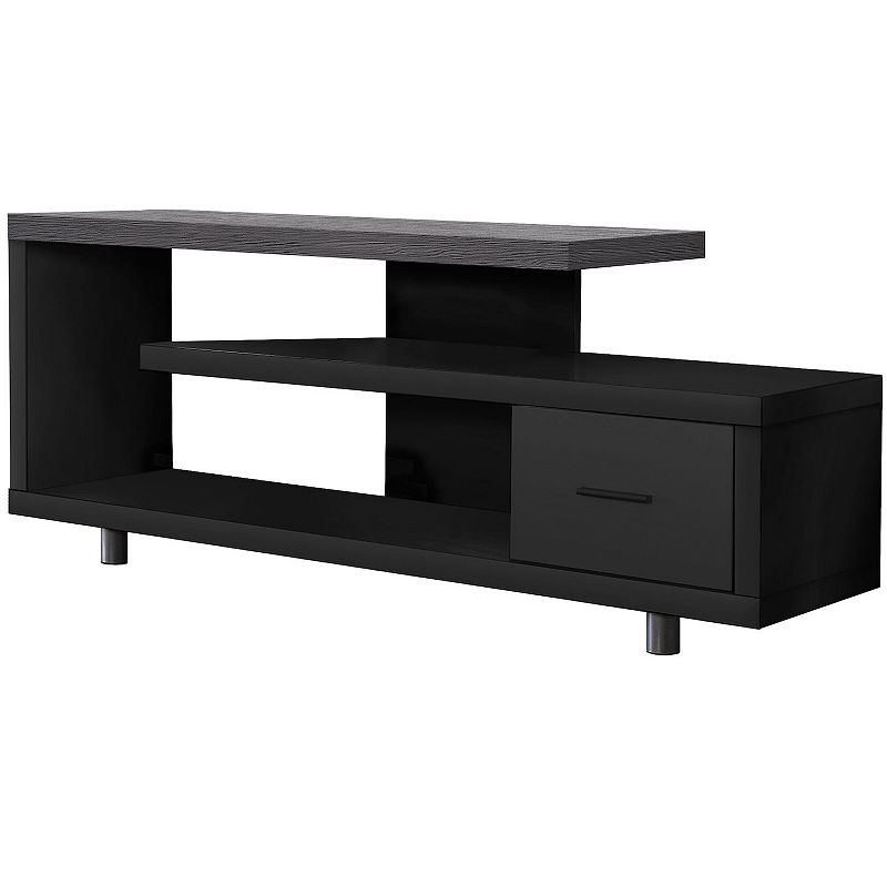 60 Black and Gray Contemporary Style Rectangular TV Stand