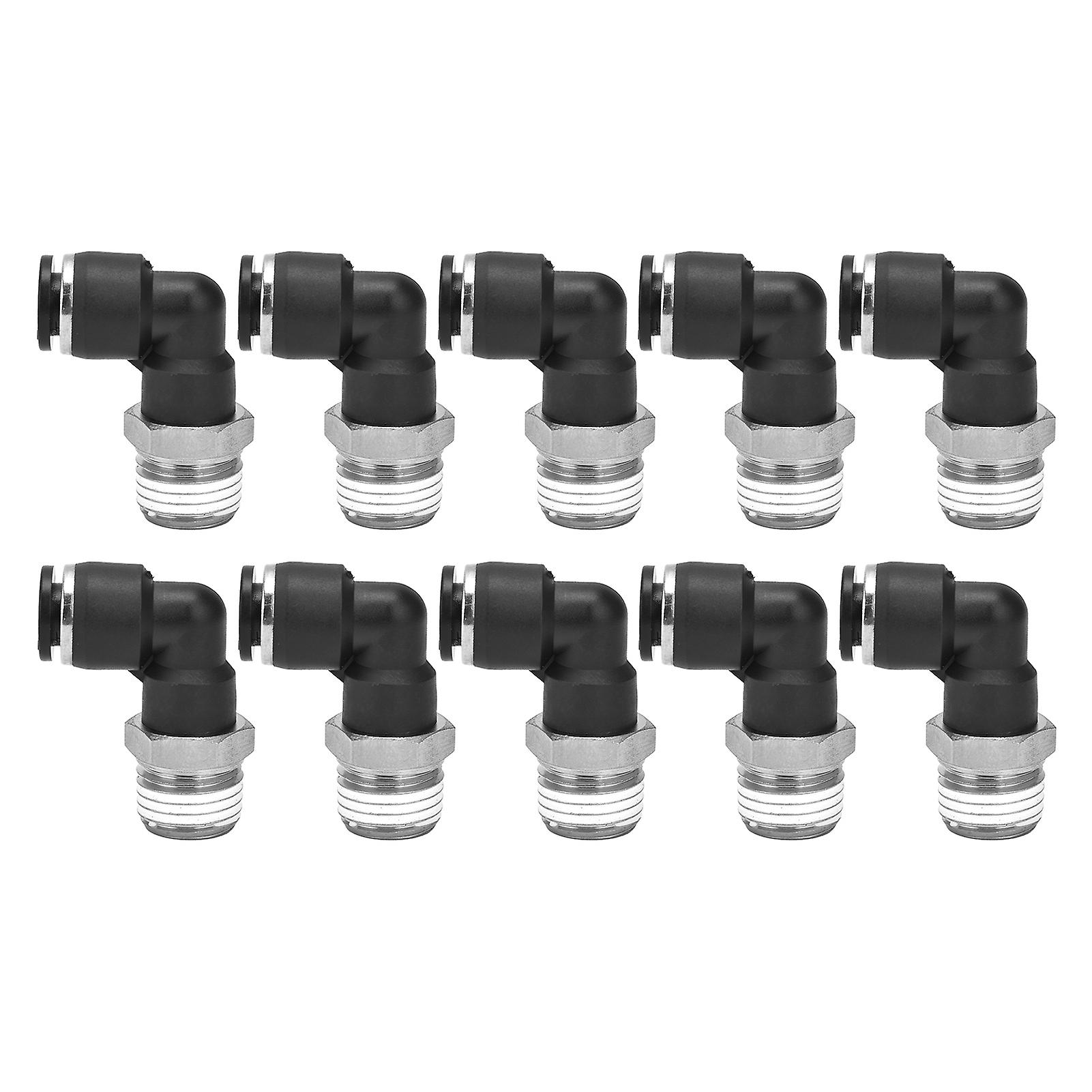 10pcs Pneumatic Connectors L Shape Right Angle External Thread Quick Pipe Fittings Air Compressor Accessories10 04