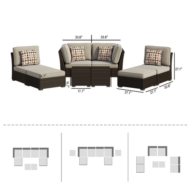 Corvus Oreanne 8piece Brown Wicker Sectional Patio Furniture Set