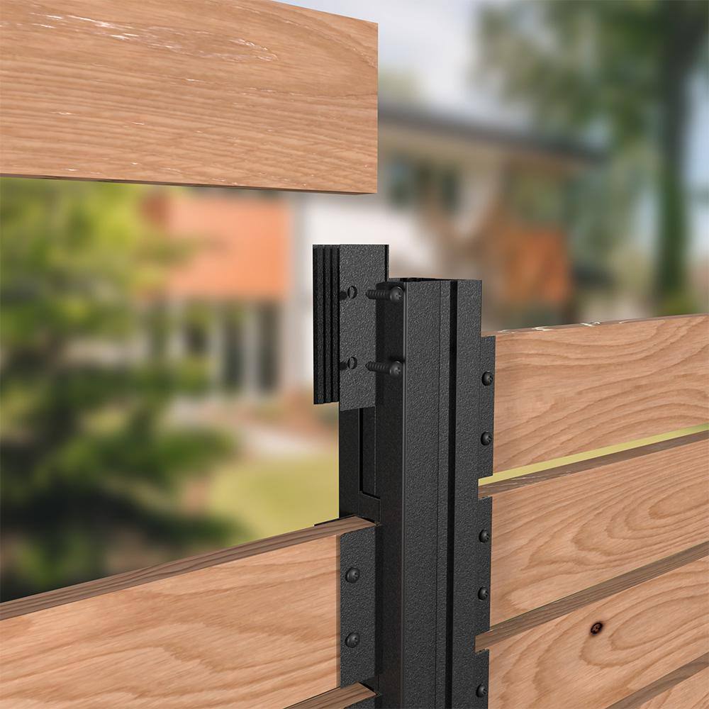 Peak Products 1 in. x 4 in. Matte Black Aluminum Wood Board Bracket Modular Fencing for An Outdoor Privacy Fence System 2487