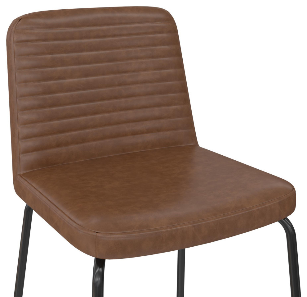 Set of 2 Dining Chair  Armless Seat  ampHorizontal Tufted Back   Midcentury   Dining Chairs   by Decorn  Houzz