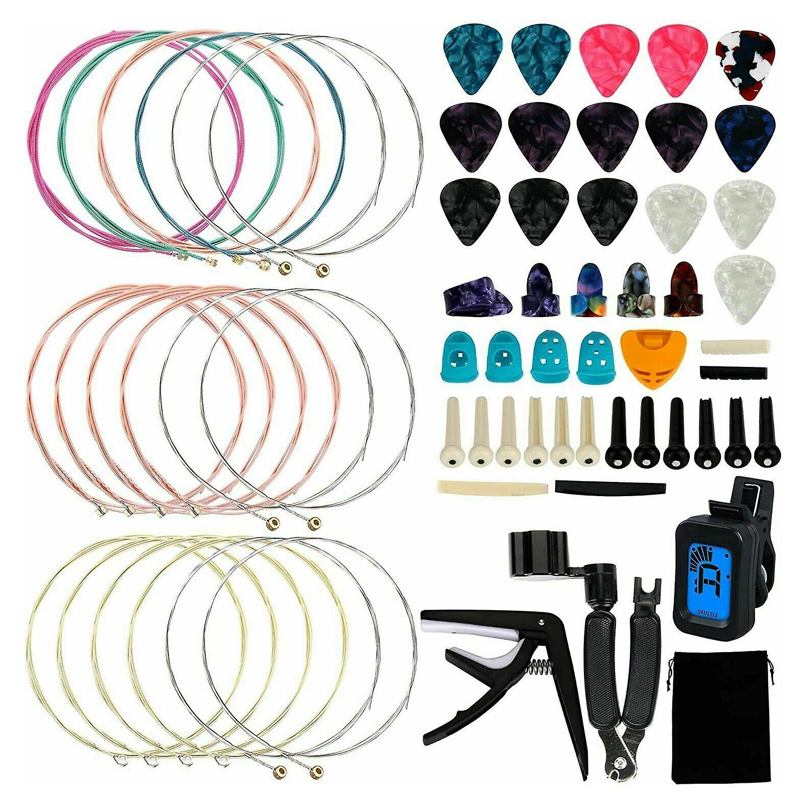 65pcs Guitar Tool Changing Accessories Kit Guitar String Picks Winder Tuner Kit  65pcs