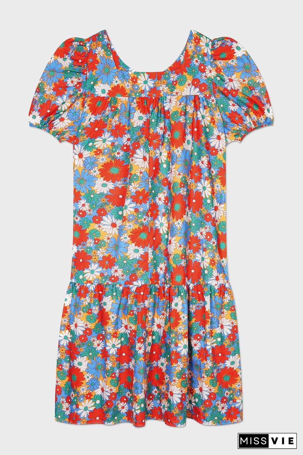 Floral Print Round-neck Midi Dress P11904