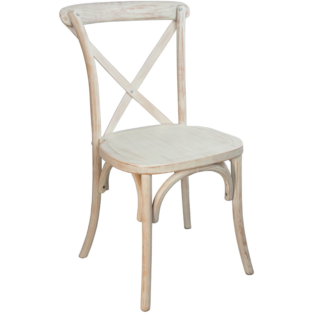 Merrick Lane X-Back Bistro Style Wooden High Back Dining Chair in Lime Wash， Wood